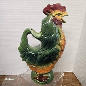 Vintage 40s St Clément Barbotine Rooster Pitcher